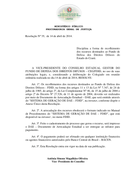 Resolução Nº 35, de 14 de abril de 2014. Disciplina a forma de