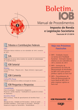 IOB - Imposto de Renda - nº 21/2014