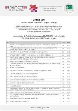 Apresentação de Trabalhos Selecionados SEMTEC 2015