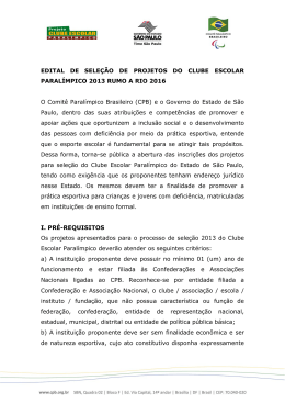 EDITAL DE SELEÇÃO DE PROJETOS DO CLUBE ESCOLAR