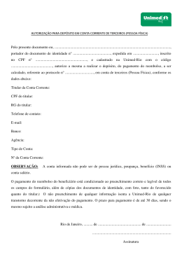 autorização para depósito em conta corrente de - Unimed-Rio