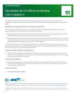 Novidades do CA ARCserve Backup r16.5 Update 3