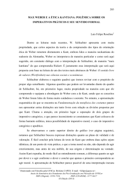 Luis Felipe Sales Roselino: Max Weber e a ética kantiana
