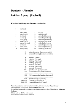 Deutsch - Alemão Lektion 8 (acht) (Lição 8)