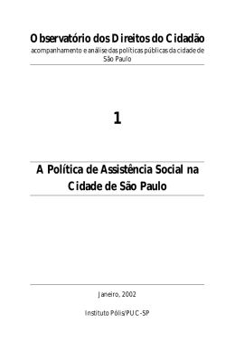A Política de Assistência Social na Cidade de São