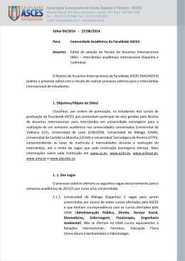 Edital 04/2014 - 27/08/2014 Para: Comunidade Acadêmica