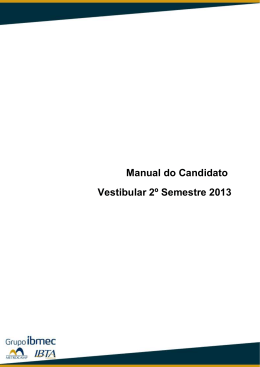 Manual do Candidato Vestibular 2º Semestre 2013