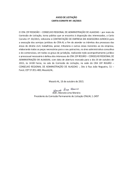 AVISO DE LICITAÇÃO CARTA-CONVITE Nº. 03/2015 O CRA 19ª