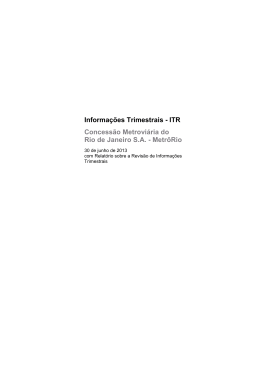 Informações Trimestrais - ITR Concessão Metroviária do