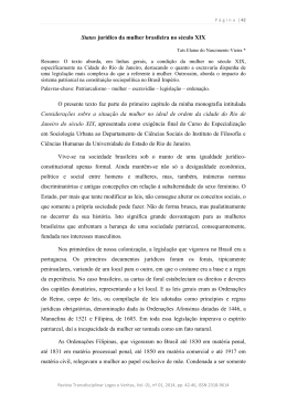 Status jurídico da mulher brasileira no século XIX O presente texto