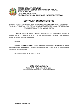 EDITAL Nº 047/CESIEP/2015 - Polícia Militar de Santa Catarina