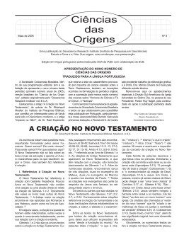 a criação no novo testamento - Sociedade Criacionista Brasileira