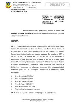 decreto 020/2015 03 de junho de 2014. aprova o loteamento