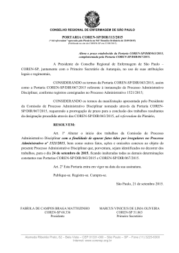 PORTARIA COREN-SP/DIR/113/2015 A Presidente do Conselho