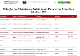 Relação de Bibliotecas Públicas no Estado de Rondônia