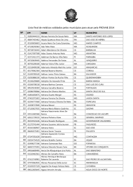 Lista final de médicos validados pelos municípios para atuar pelo