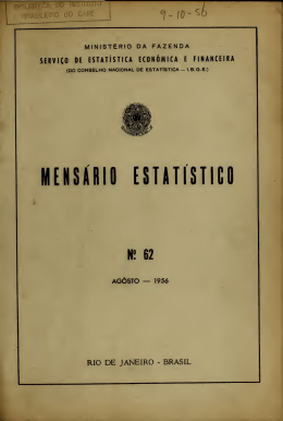 Mensário Estatístico Nº 62 - Memória Estatística do Brasil