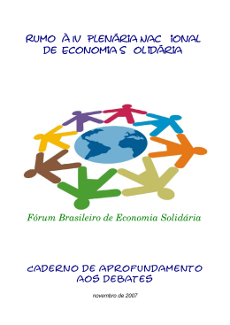 Fórum Brasileiro de Economia Solidária Rumo à IV Plenária