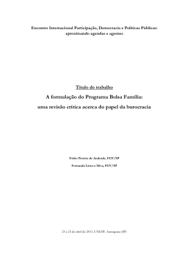A formulação do Programa Bolsa Família: uma revisão crítica acerca