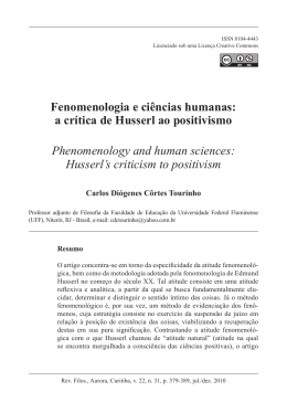 Fenomenologia e ciências humanas: a crítica de Husserl
