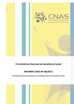 Informe CNAS nº 08/2015 - MINISTÉRIO DO Desenvolvimento