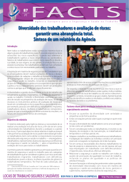 Diversidade dos trabalhadores e avaliação de riscos - EU-OSHA