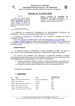 011/2015-DAA - Diretoria de Assuntos Acadêmicos