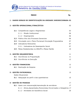Relatório de Gestão/2006 - Subsecretaria de Planejamento