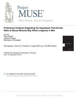 Preliminary Evidence Regarding the Hypothesis That the Sex