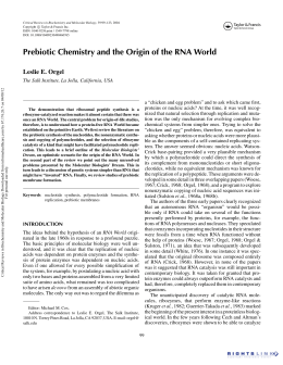 Prebiotic Chemistry and the Origin of the RNA World