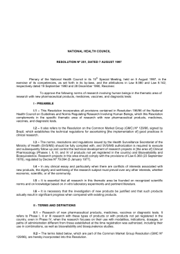 NATIONAL HEALTH COUNCIL RESOLUTION Nº 251, DATED 7