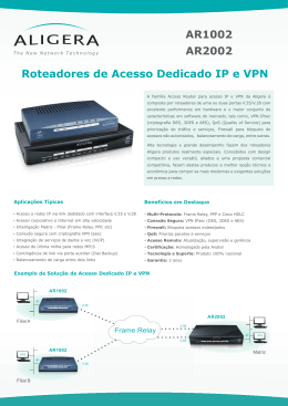 Roteadores de Acesso Dedicado IP e VPN AR1002 AR2002