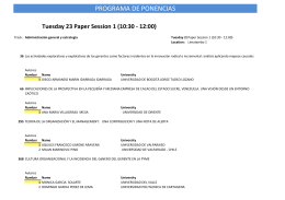 Tuesday 23 Paper Session 1 (10:30 - 12:00) - CLADEA 2012