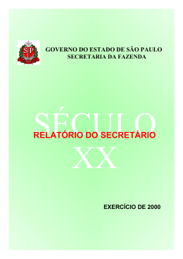 RELATÓRIO DO SECRETÁRIO - Secretaria da Fazenda