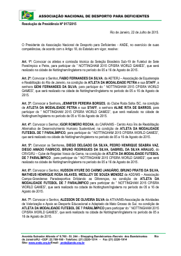 Resolução da Presidência Nº 017/2015 Rio de Janeiro, 22