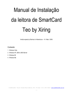 Manual de Instalação da leitora de SmartCard Teo - E