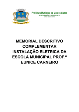 MEMORIAL DESCRITIVO eletrico - Prefeitura de Montes Claros-MG