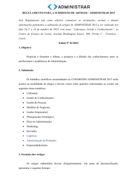 Normas para publicação - Congresso Administrar 2015