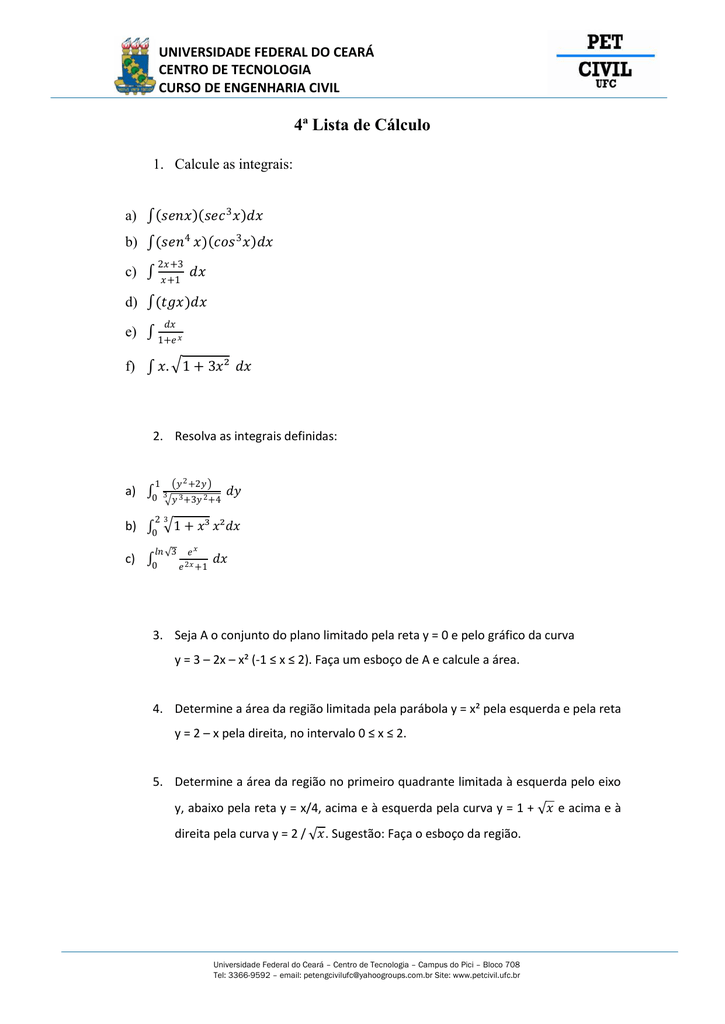 encontre a area da regiao limitada pelas curvas