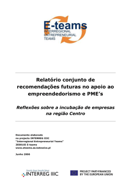 Relatório conjunto de recomendações futuras no apoio ao - E