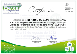 Certificamos que Ana Paula da Silva participou do ENAGE