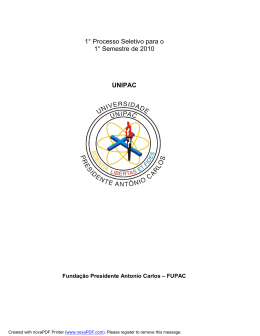 1° Processo Seletivo para o 1° Semestre de 2010 UNIPAC