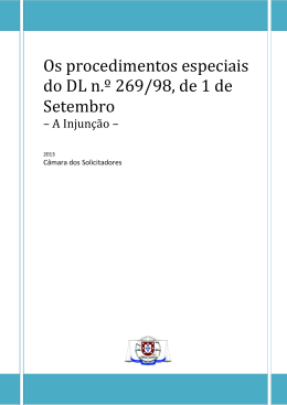 Os procedimentos especiais do DL n.º 269/98, de 1 de Setembro