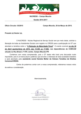 Confira ofício do NUCRESS Campo Mourão para - CRESS-PR