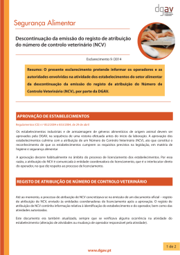 Esclarecimento 9 /2014 - Direção-Geral de Alimentação e Veterinária