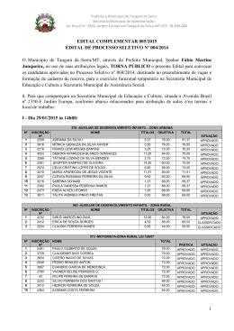 Edital Complementar 005/2015 - Prefeitura de Tangará da Serra