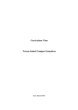 Curriculum Vitae Teresa Isabel Campos Gonçalves