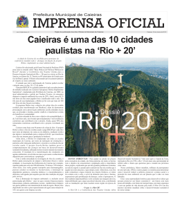 Caieiras é uma das 10 cidades paulistas na `Rio + 20`