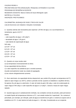 Lista de Exercícios de Calorimetria (Mudança de Fase)