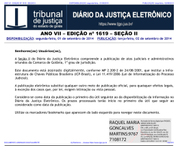 TJ-GO DIÁRIO DA JUSTIÇA ELETRÔNICO - EDIÇÃO 1619